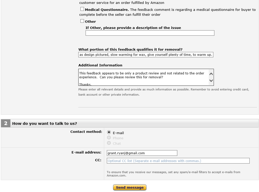 submitting request to amazon for removal pt2