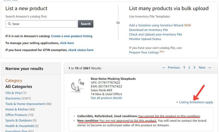 How to Check if an Amazon Listing Limitation Applies