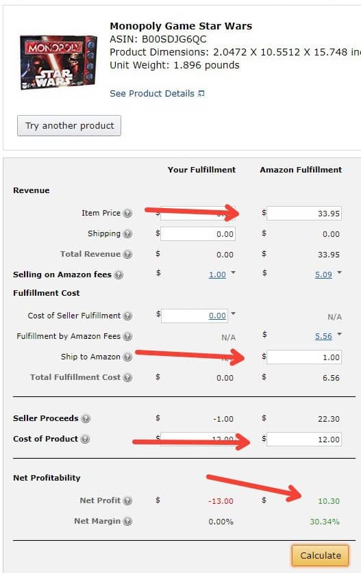 Online Arbitrage: FBA Revenue Calculator