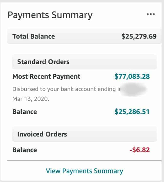 How to Sell on Amazon: A Screenshot of an Amazon Payment Account