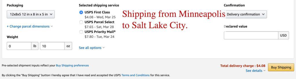 How to Sell on Amazon: Example of shipping a box that’s weighing 10 ounces
