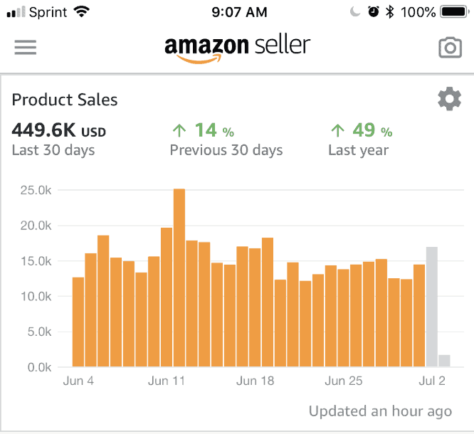 Amazon Seller product sales chart
