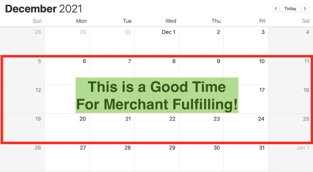 December is the month where we do the majority of our merchant fulfillment.
