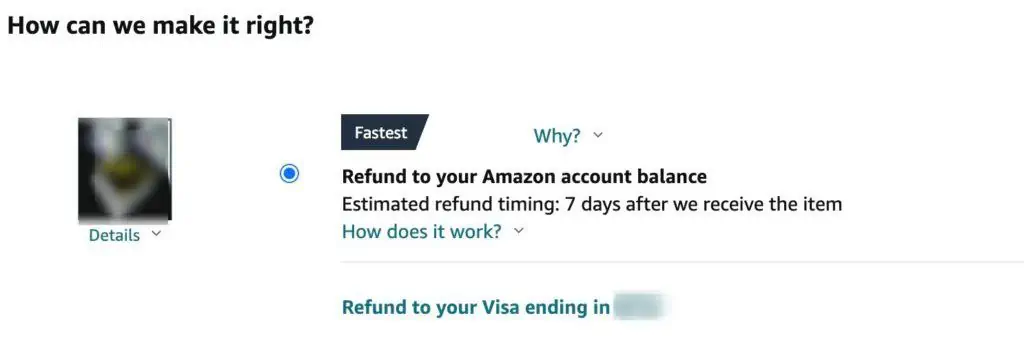 Example of trying to return an item as an Amazon customer. 